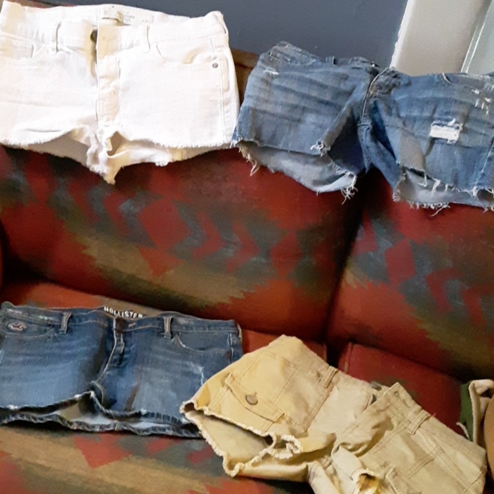 3 pairs of jean shorts and 1 Jean skirt